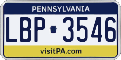 PA license plate LBP3546
