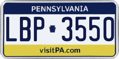 PA license plate LBP3550