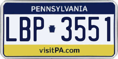 PA license plate LBP3551
