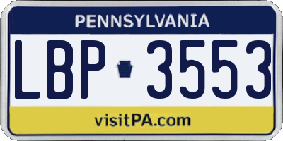 PA license plate LBP3553