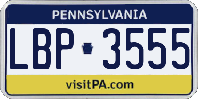 PA license plate LBP3555