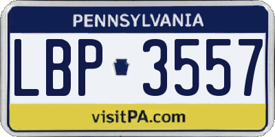 PA license plate LBP3557