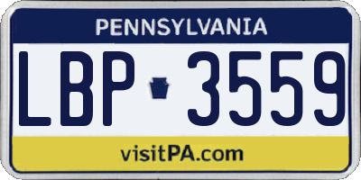 PA license plate LBP3559