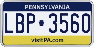 PA license plate LBP3560