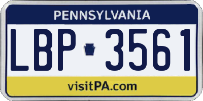 PA license plate LBP3561