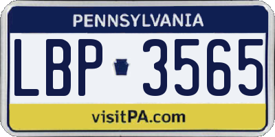 PA license plate LBP3565