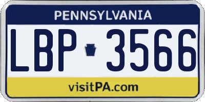 PA license plate LBP3566
