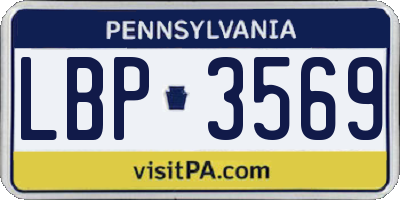 PA license plate LBP3569