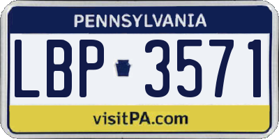 PA license plate LBP3571