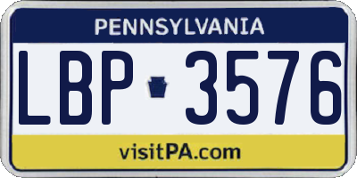 PA license plate LBP3576