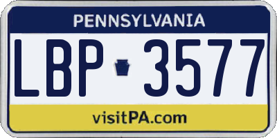 PA license plate LBP3577
