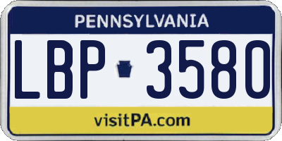 PA license plate LBP3580