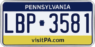 PA license plate LBP3581