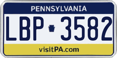 PA license plate LBP3582