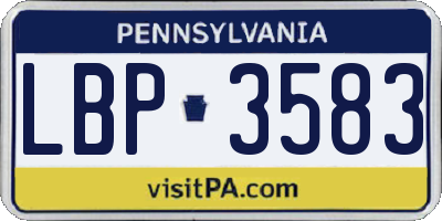 PA license plate LBP3583