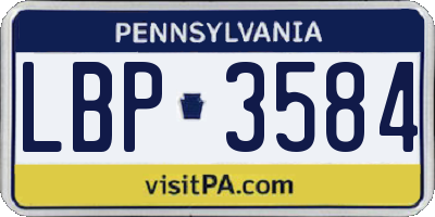 PA license plate LBP3584