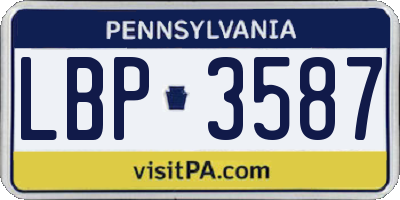 PA license plate LBP3587
