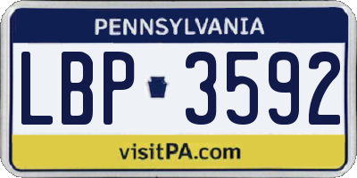 PA license plate LBP3592