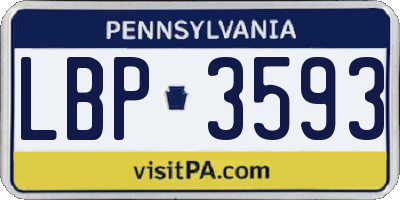 PA license plate LBP3593