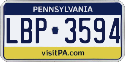 PA license plate LBP3594