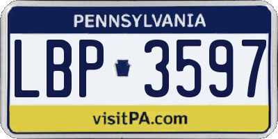 PA license plate LBP3597