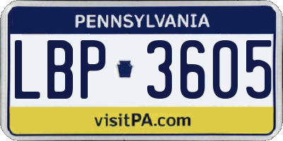 PA license plate LBP3605