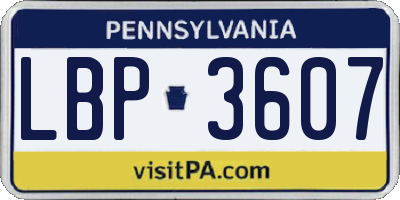 PA license plate LBP3607