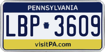 PA license plate LBP3609