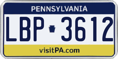 PA license plate LBP3612