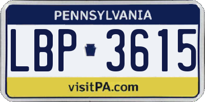 PA license plate LBP3615