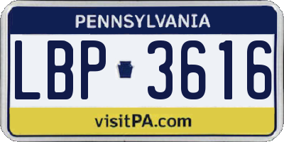 PA license plate LBP3616