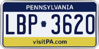 PA license plate LBP3620