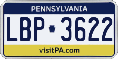 PA license plate LBP3622