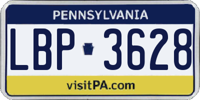 PA license plate LBP3628