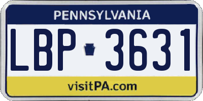 PA license plate LBP3631
