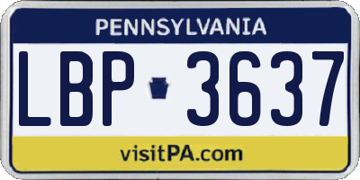 PA license plate LBP3637