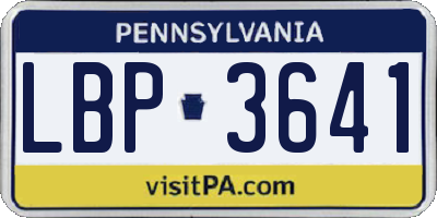 PA license plate LBP3641