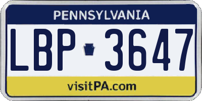 PA license plate LBP3647