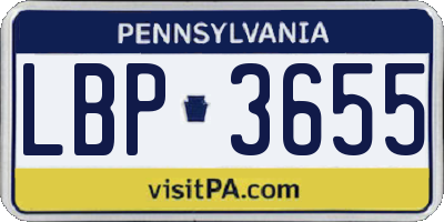 PA license plate LBP3655