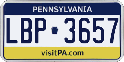 PA license plate LBP3657