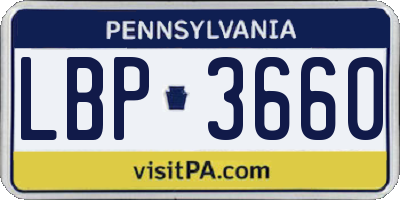 PA license plate LBP3660