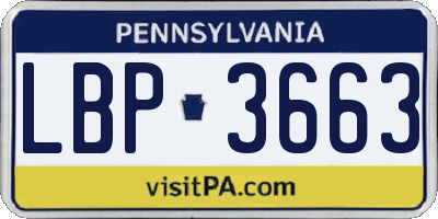 PA license plate LBP3663