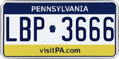 PA license plate LBP3666