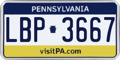 PA license plate LBP3667