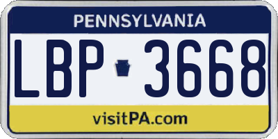 PA license plate LBP3668
