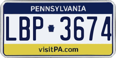 PA license plate LBP3674