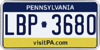 PA license plate LBP3680