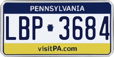PA license plate LBP3684