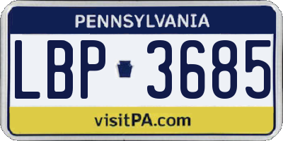 PA license plate LBP3685