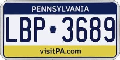 PA license plate LBP3689